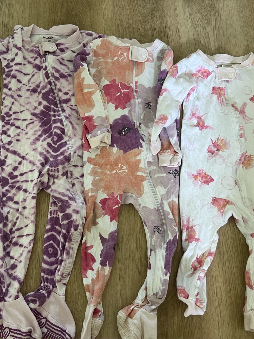 Burt's Bees Baby Pink and Purple Footed Pajama
